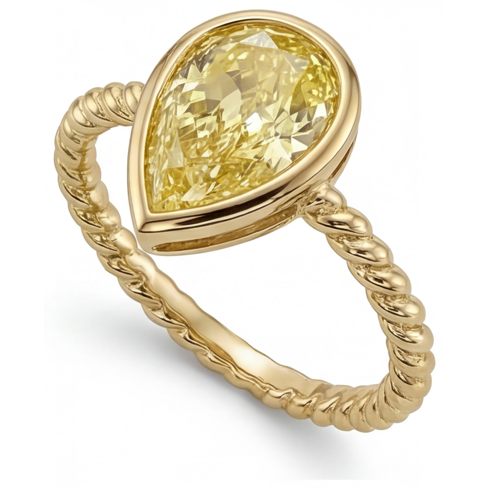 Diamante Giallo Canarino Anello Statement 2,25-carati Oro Giallo 14K – vista laterale