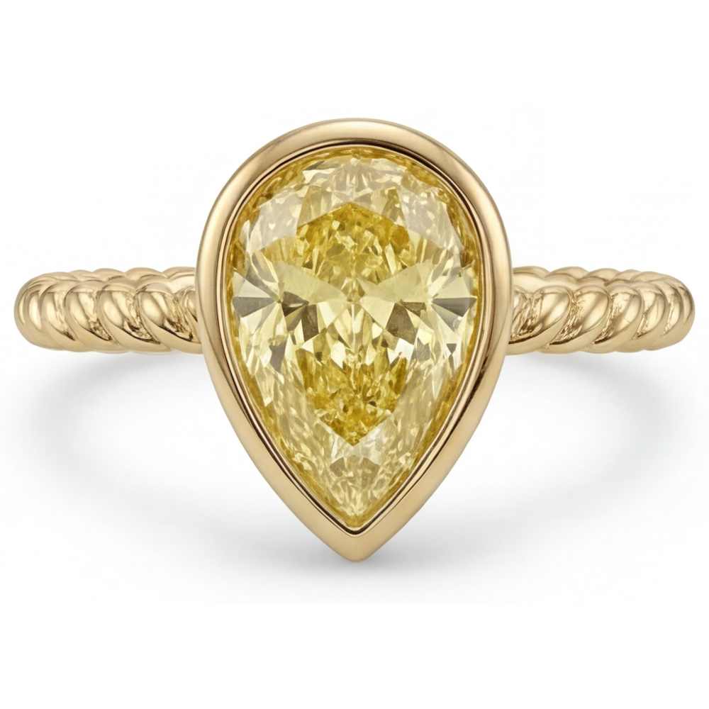 Diamante Giallo Canarino Anello Statement – vista profilo