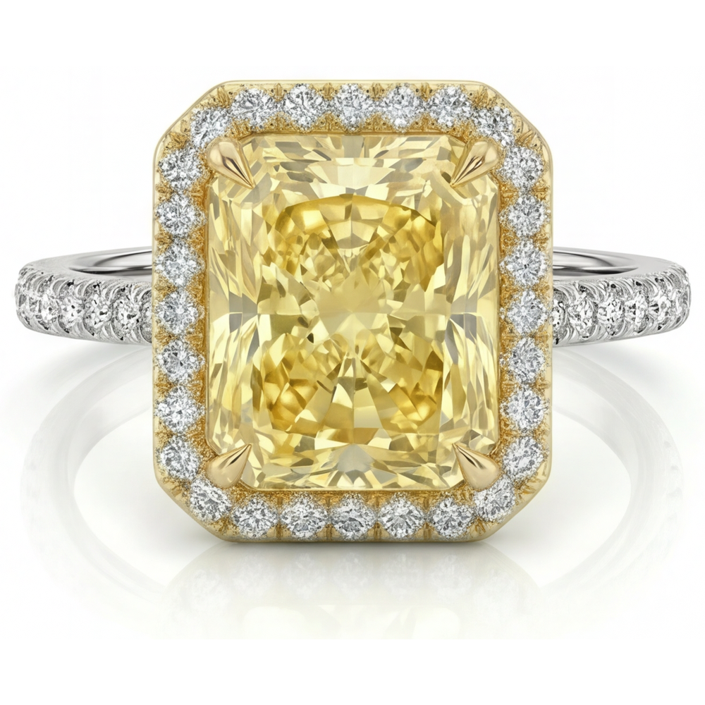 Radiant Diamante Giallo Canarino anello in Oro 14 Carati Bicolore – vista principale
