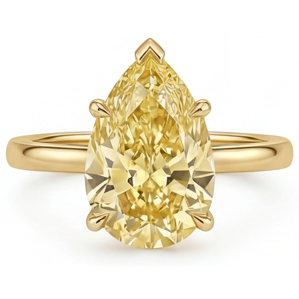 Diamante Giallo Canarino Anello Statement – vista frontale