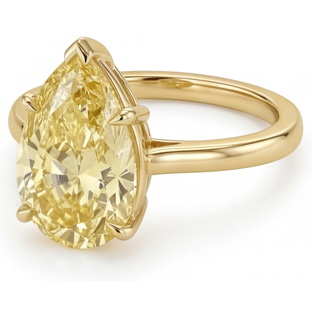 Diamante Giallo Canarino Anello Statement – vista laterale