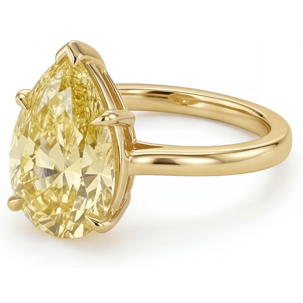 Diamante Giallo Canarino Anello Statement 2-carati Oro Giallo 14K – vista profilo