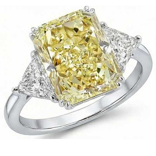 Radiant Diamante Giallo Canarino anello in Oro 14 Carati Bianco – vista principale