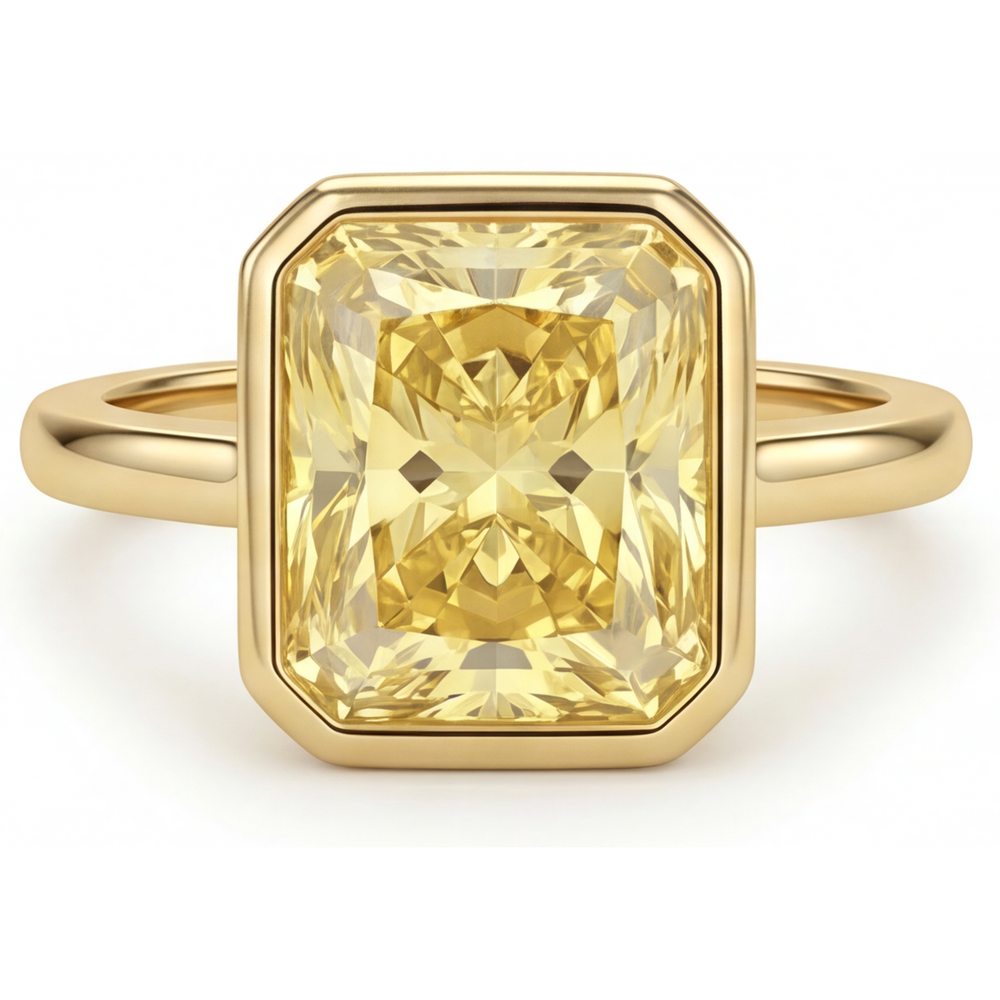 Taglio Radiant Diamante Giallo Canarino anello in Oro Giallo 14K – vista principale