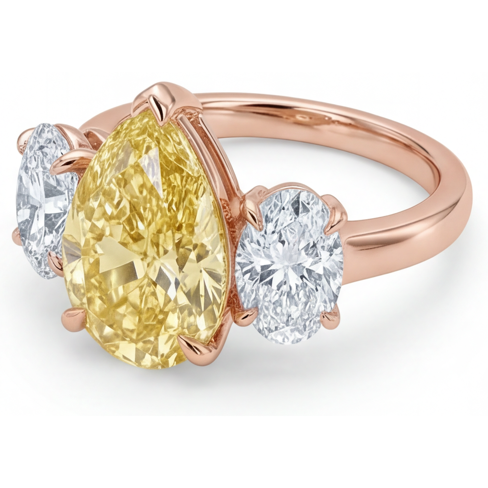 Brillante Diamante Giallo Canarino Trilogia 2 carati – vista angolare