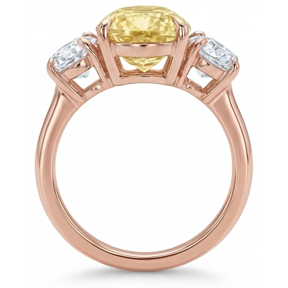 Goccia Diamante Giallo Canarino anello in Oro Rosa 14K – vista dall'alto