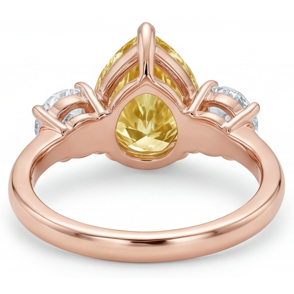 Diamante Giallo Canarino Trilogia 2-carati Oro Rosa 14K – vista dettaglio