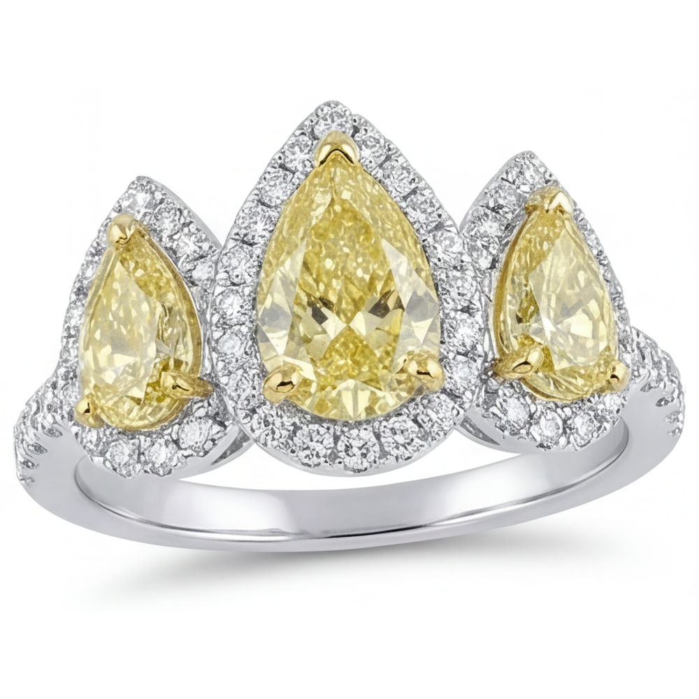 Diamante Giallo Fancy Anello 1,5 carati Oro Bicolore 14K – vista principale