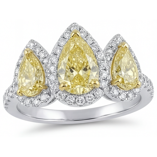 Diamante Giallo Fancy Anello 1,5 carati Oro Bicolore 14K – vista principale