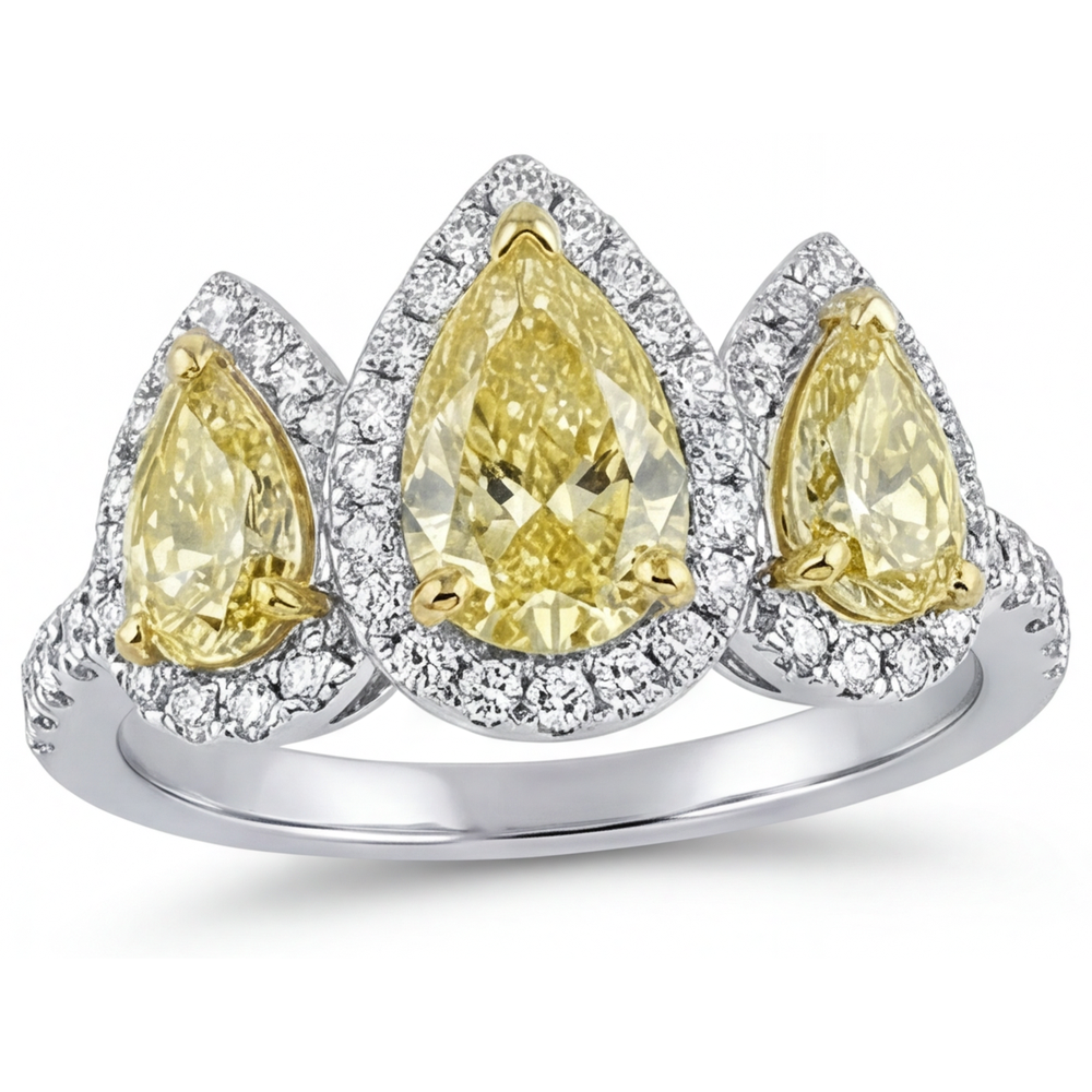 Radioso Diamante Giallo Fancy Anello 1,5 carati – vista frontale