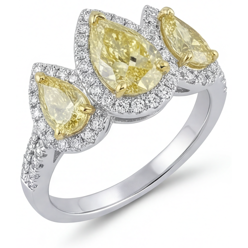 Diamante Giallo Fancy Anello 1,5-carati Oro Bicolore 14K – vista laterale