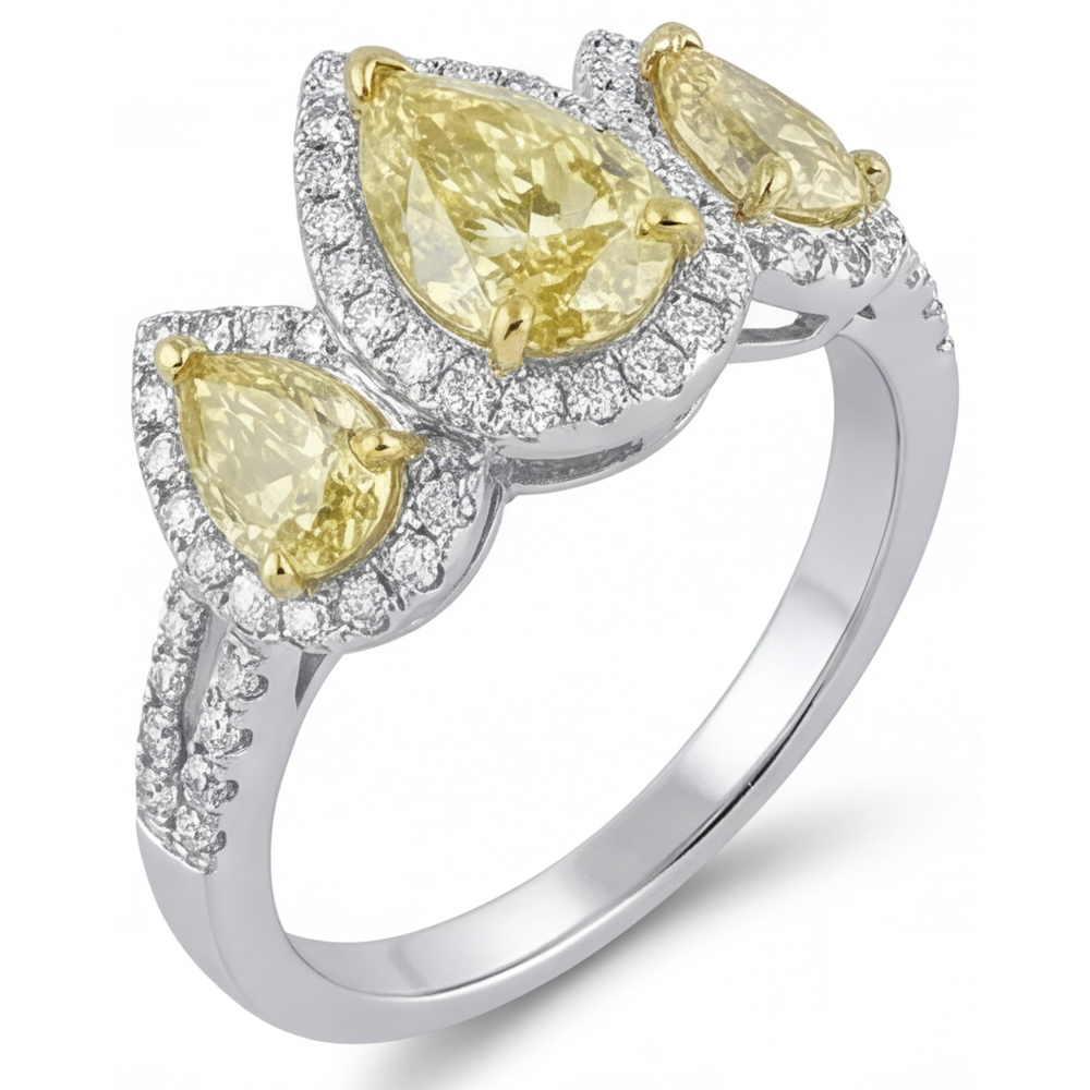 Anello Oro Bicolore 14K con Diamante Giallo Fancy – vista profilo