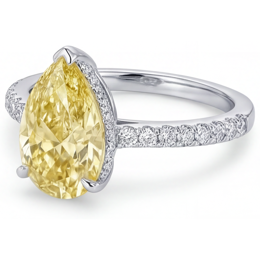 Premium Diamante Giallo Fancy Anello 3 carati – vista angolare