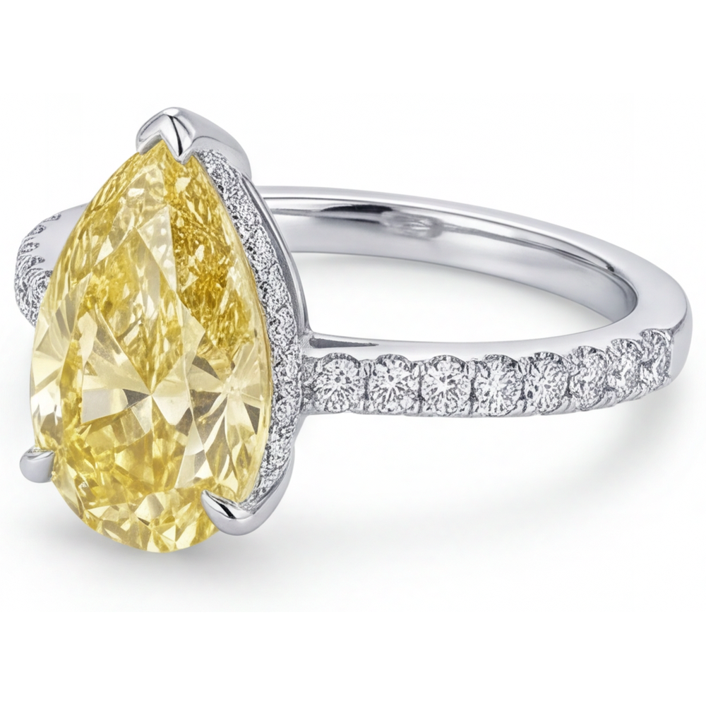 Premium Diamante Giallo Fancy Anello 3 carati – vista profilo