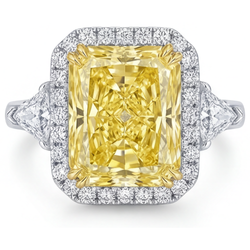 Purezza VVS Diamante Giallo Fancy Anello con Pavé Halo 3 carati