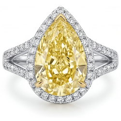 Diamante Giallo Fancy VVS Anello di Fidanzamento Halo 3 carati