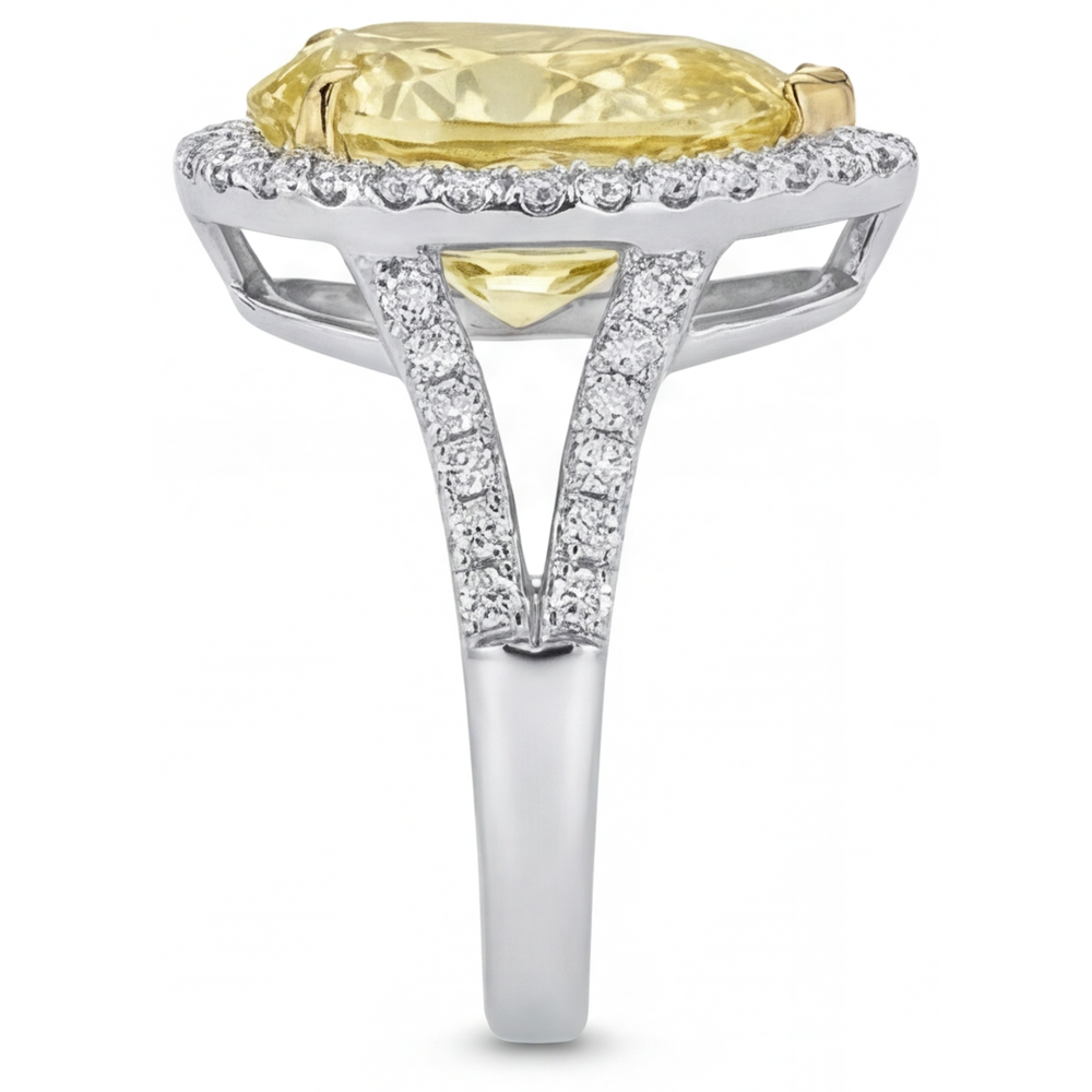Di lusso Diamante Giallo Fancy Anello di Fidanzamento Halo 3 carati – vista dall'alto