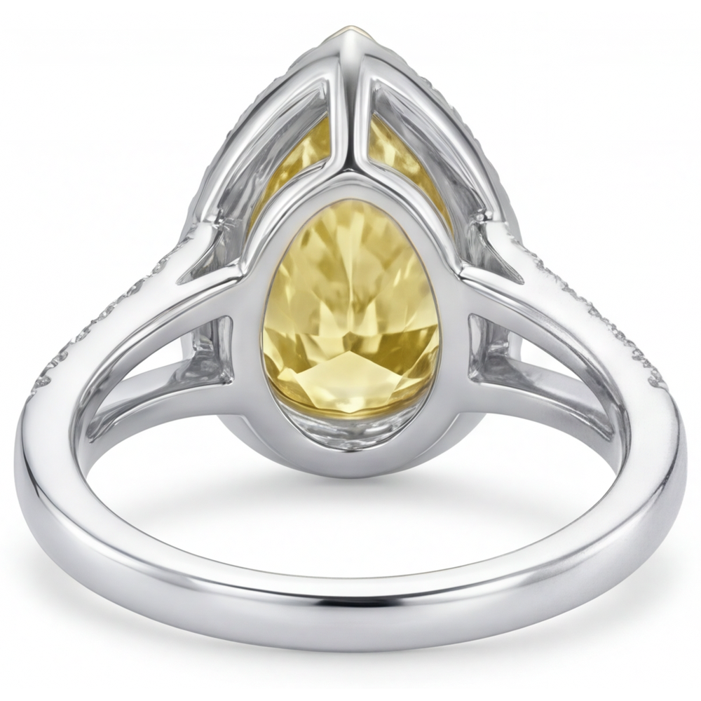 Anello di Fidanzamento Halo Oro 14 Carati Bicolore con Diamante Giallo Fancy – vista posteriore
