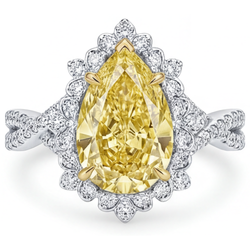 Elegante Diamante Giallo Fancy Anello di Fidanzamento Halo 3