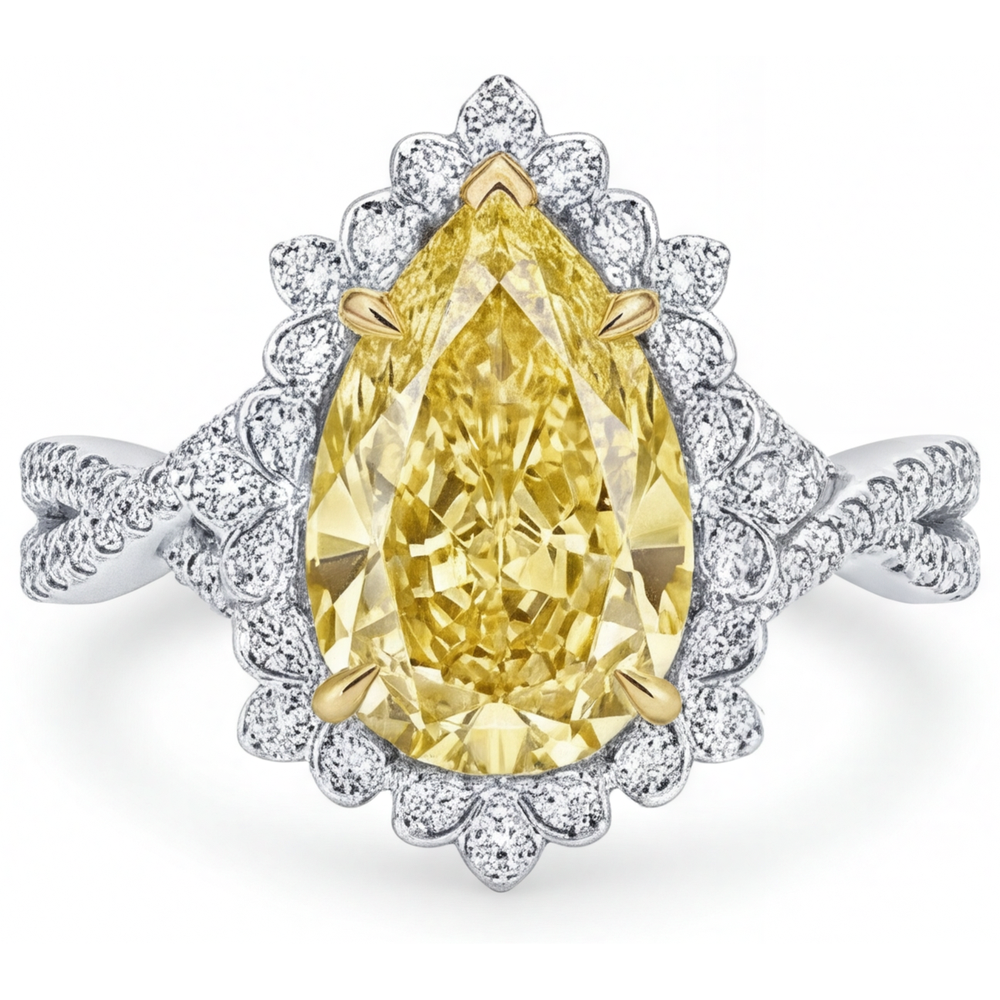 Elegante Anello di Fidanzamento Halo 3 carati – vista principale