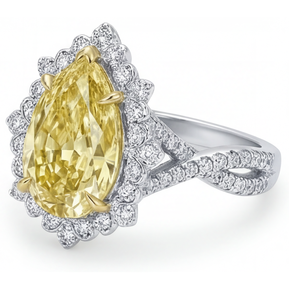 Elegante Anello di Fidanzamento Halo 3 carati – vista dall'alto