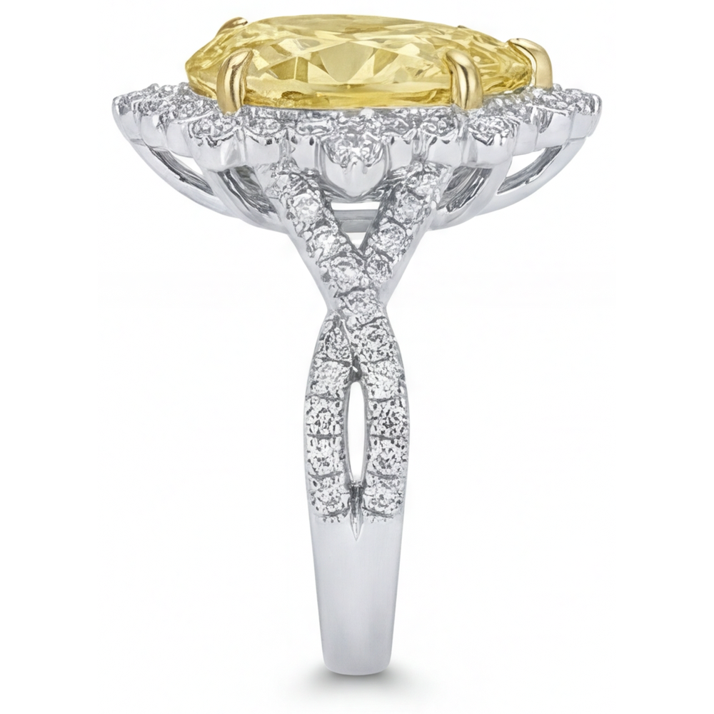 Anello di Fidanzamento Halo Oro Due Toni 14K con Diamante Giallo Fancy – vista posteriore