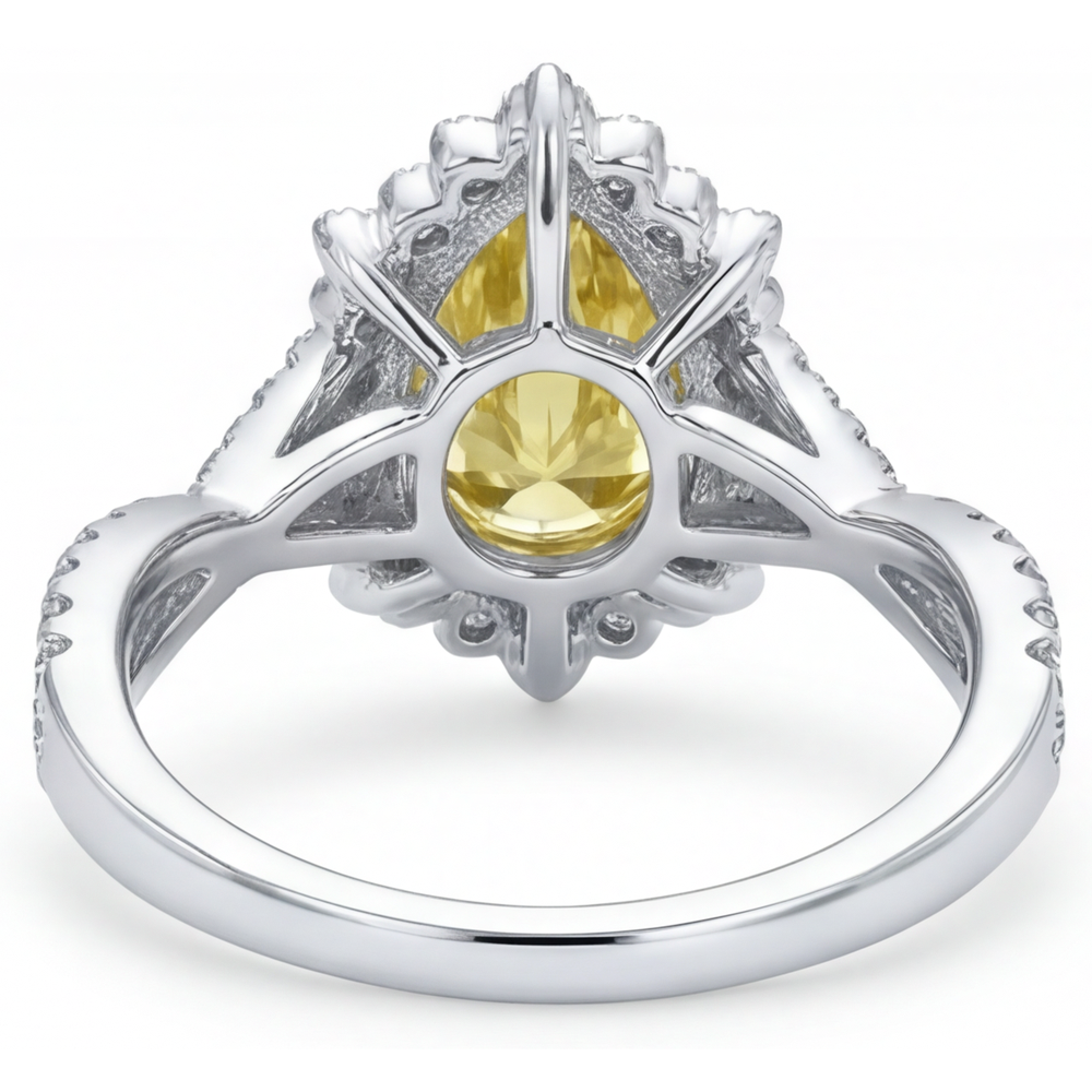 Diamante Giallo Fancy Anello di Fidanzamento Halo – vista dettaglio