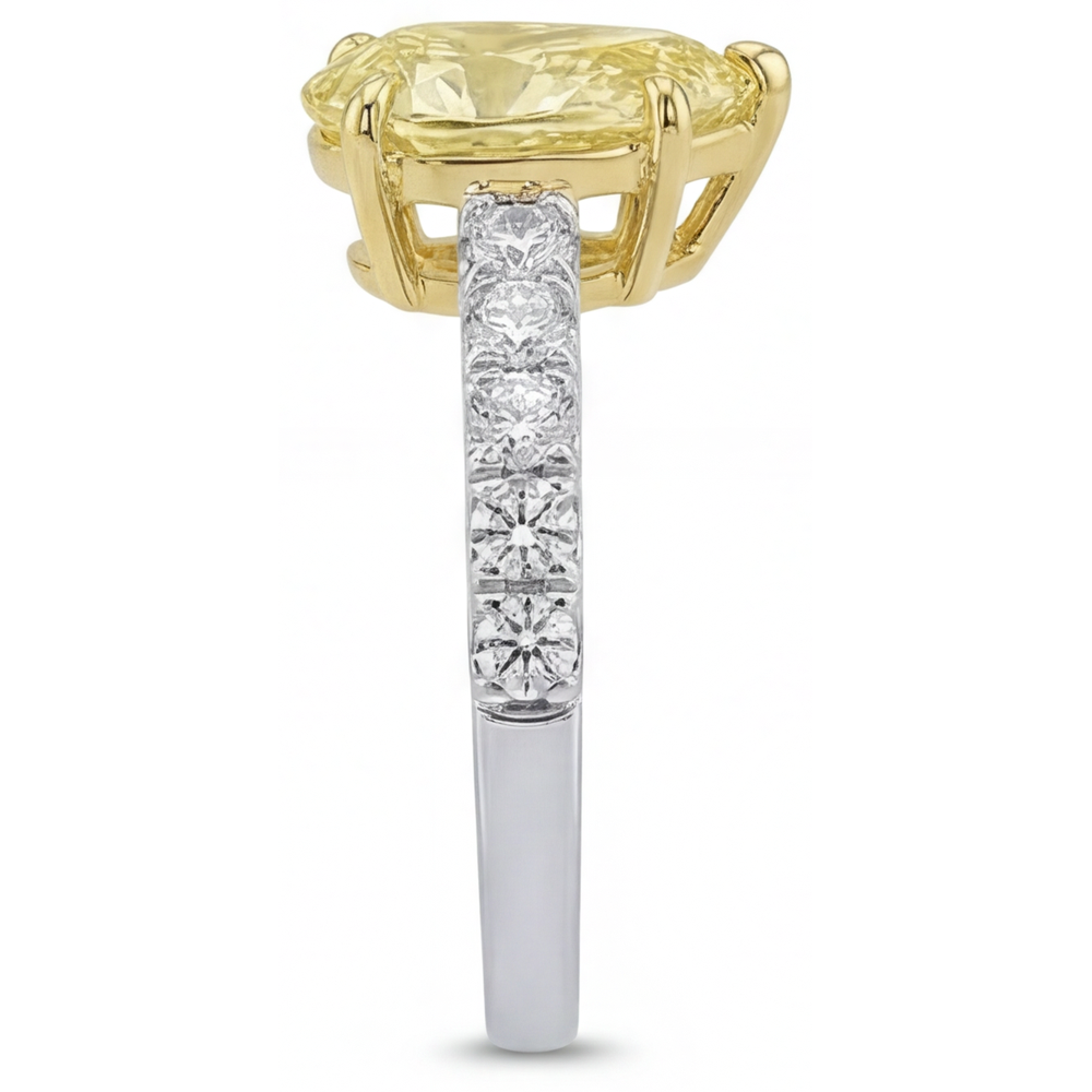 Diamante Giallo Fancy Goccia Anello Gioielleria in Oro 14 Carati Bicolore – vista posteriore