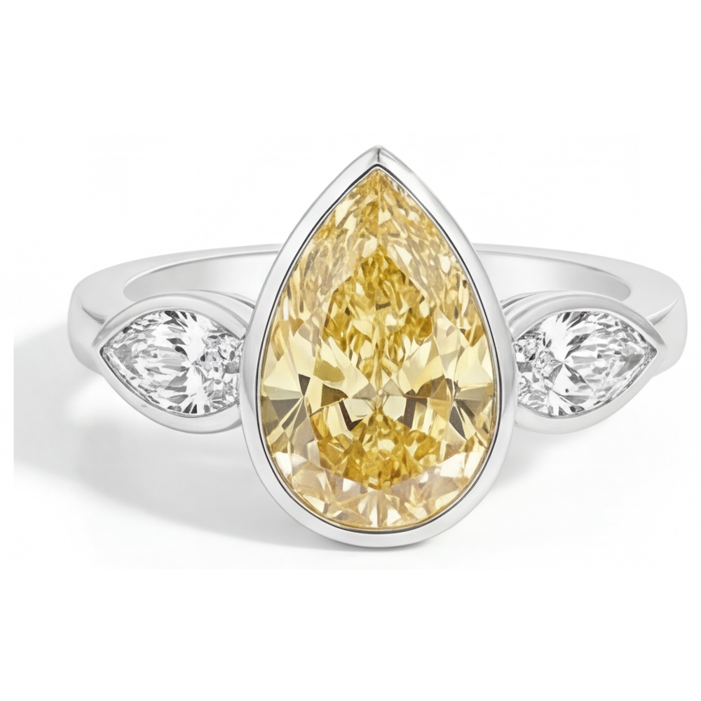 Diamante Giallo Fancy Anello Gioielleria 2,75-carati Oro 14 Carati Bianco – vista principale