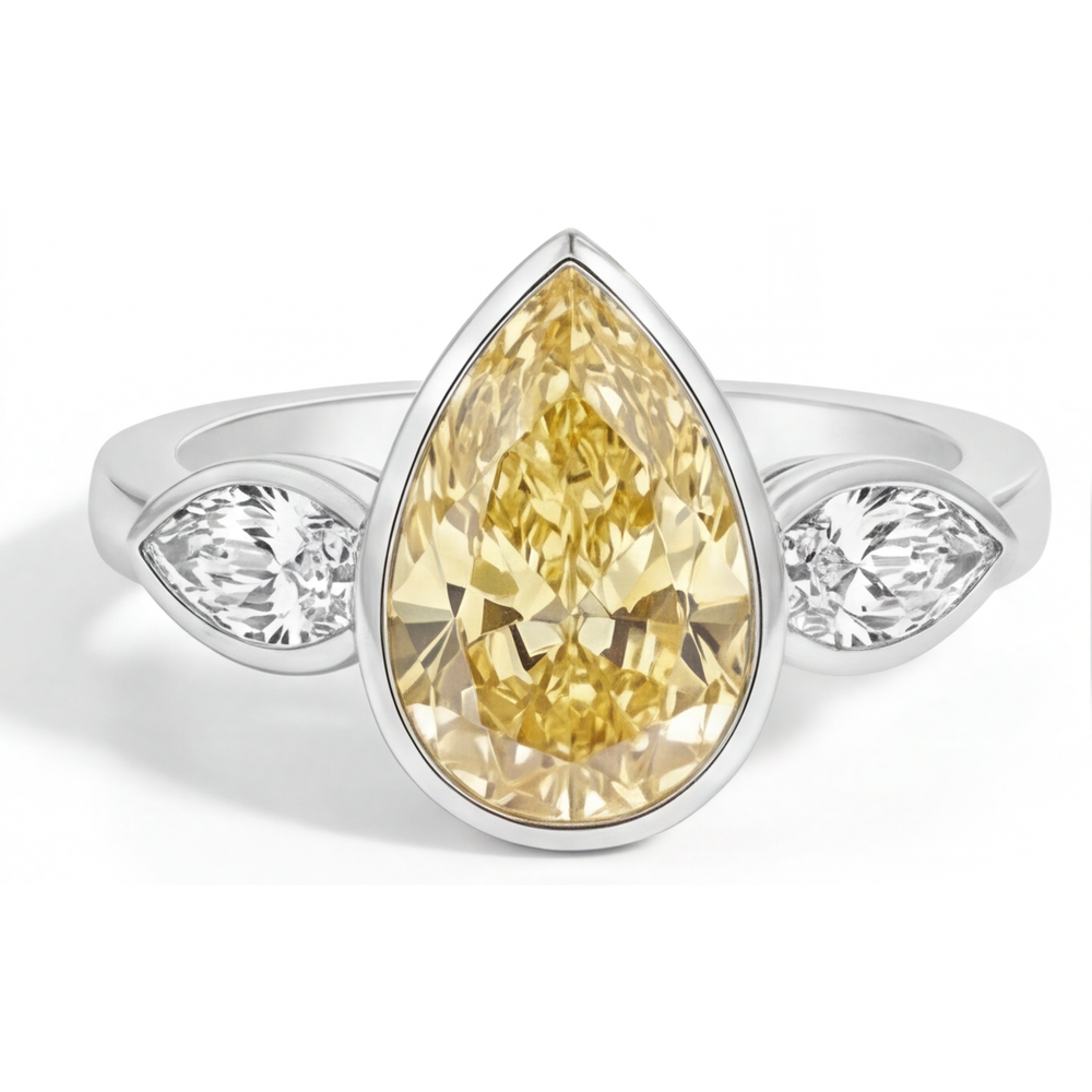 Diamante Giallo Fancy Anello Gioielleria 2,75-carati Oro 14 Carati Bianco – vista frontale