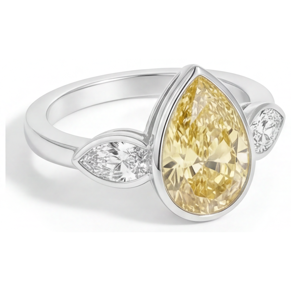 Diamante Giallo Fancy Anello Gioielleria 2,75 carati Oro 14 Carati Bianco – vista profilo