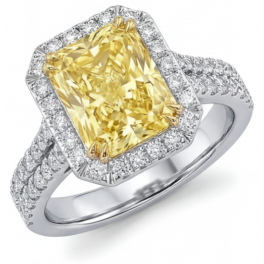 Anello Gioielleria Oro 14 Carati Bicolore con Diamante Giallo Fancy – vista principale