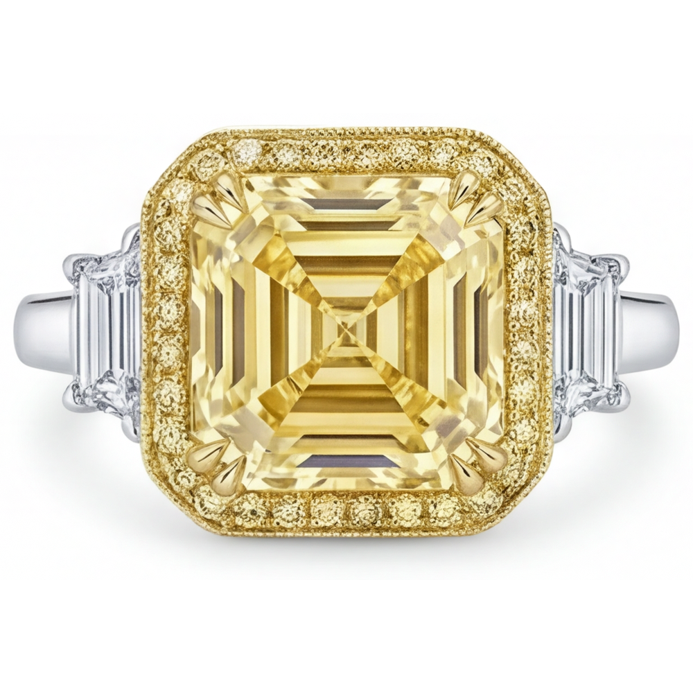 Anello Gioielleria Oro Due Toni 14K con Diamante Giallo Fancy – vista principale