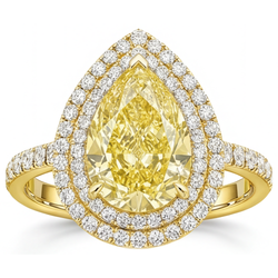 Diamante Giallo Fancy taglio Goccia Anello Gioielleria 2 carati
