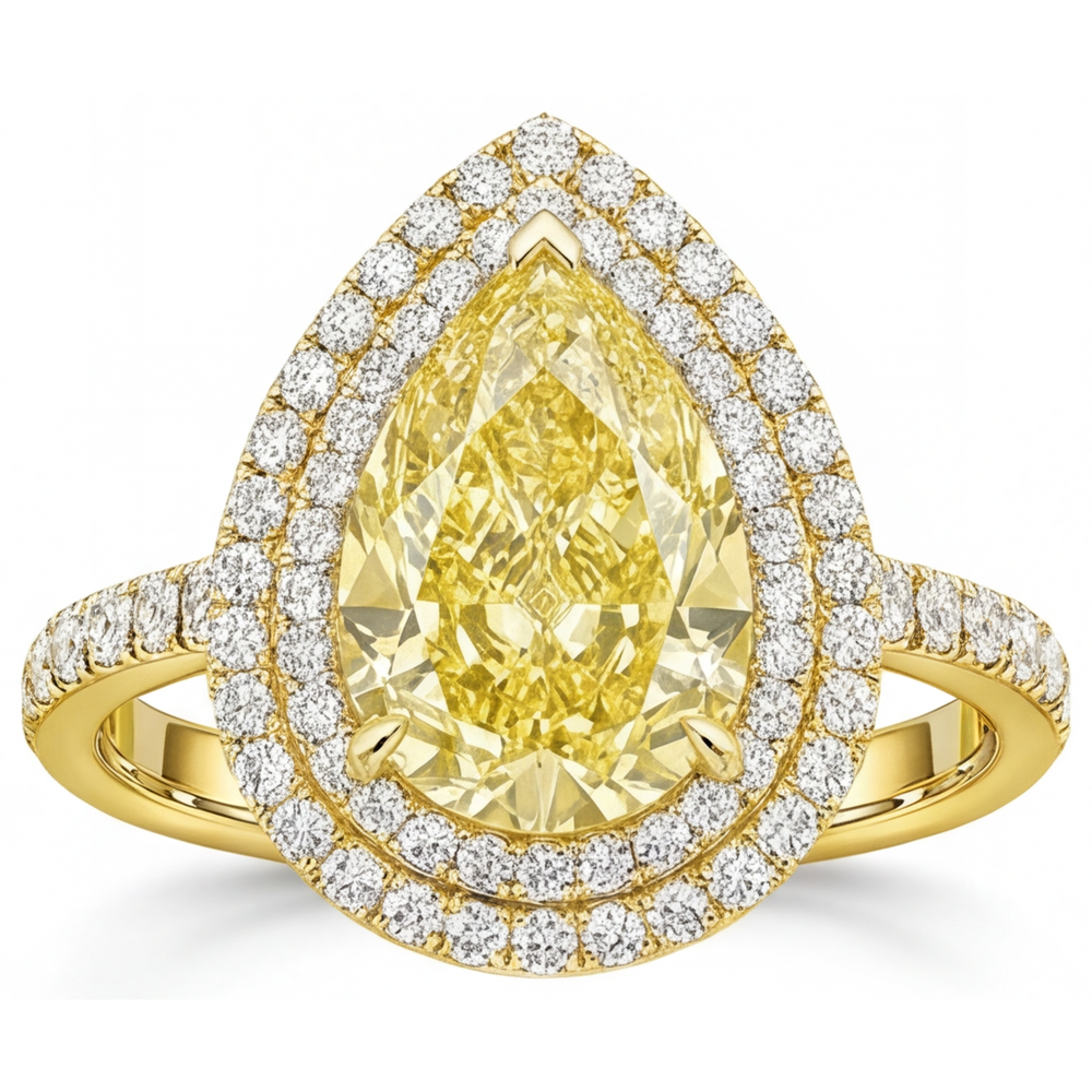 Anello Gioielleria Oro Giallo 14K con Diamante Giallo Fancy – vista principale
