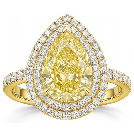 Anello Gioielleria Oro Giallo 14K con Diamante Giallo Fancy – vista principale
