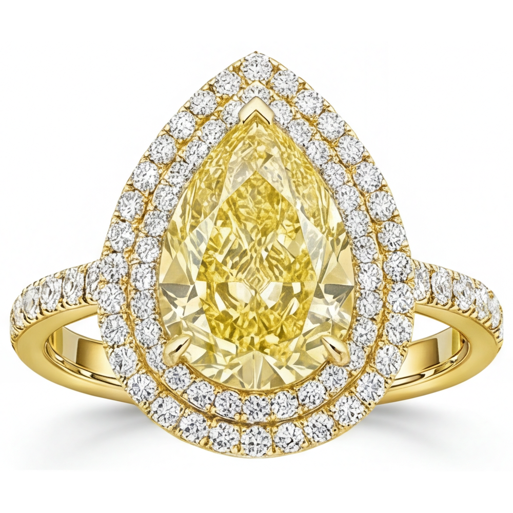 Diamante Giallo Fancy Anello Gioielleria – vista frontale