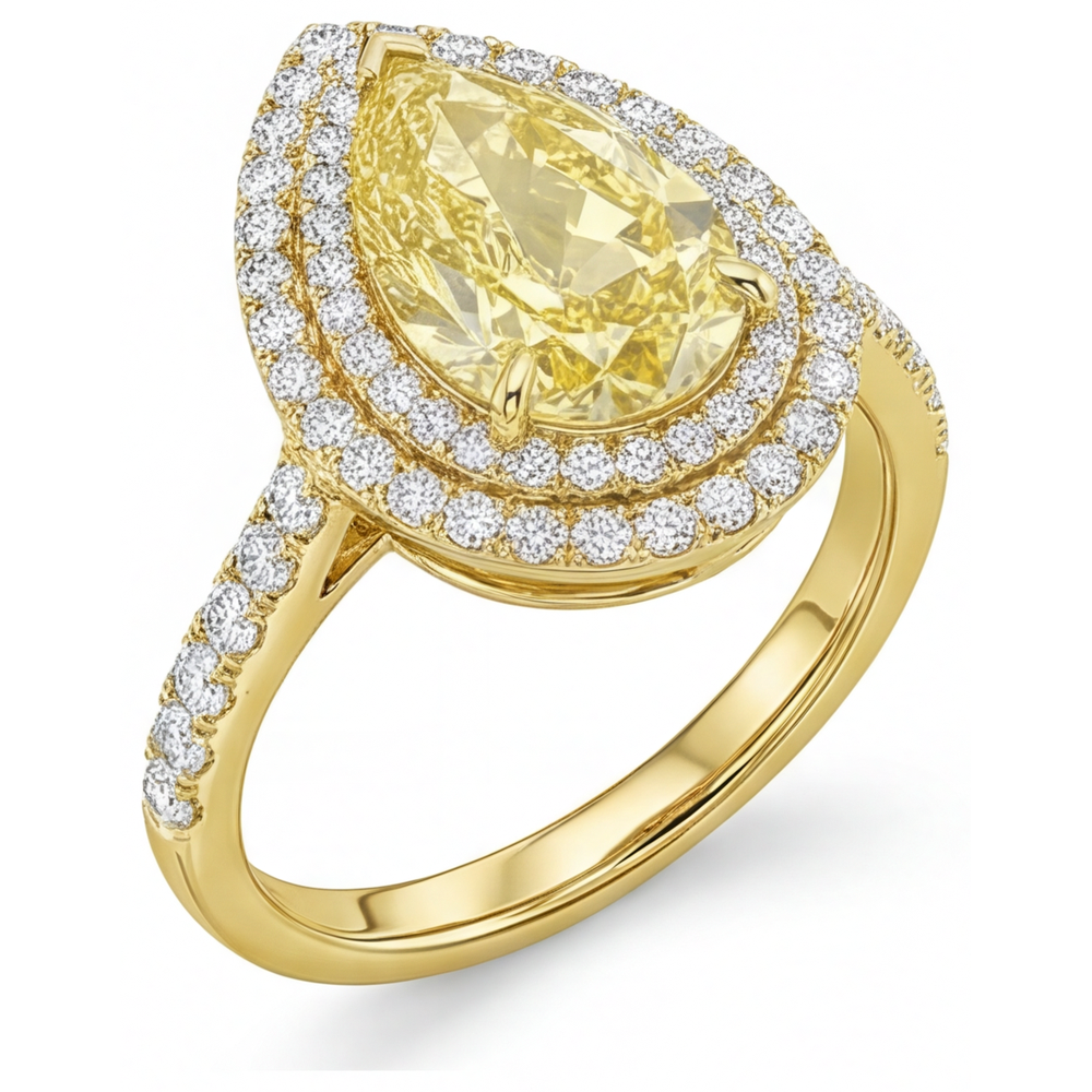 Goccia Diamante Giallo Fancy anello in Oro Giallo 14K – vista angolare