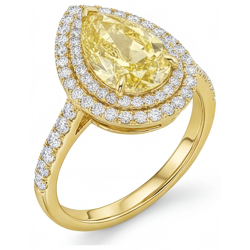 Diamante Giallo Fancy Anello Gioielleria 2 carati Oro Giallo 14K – vista profilo