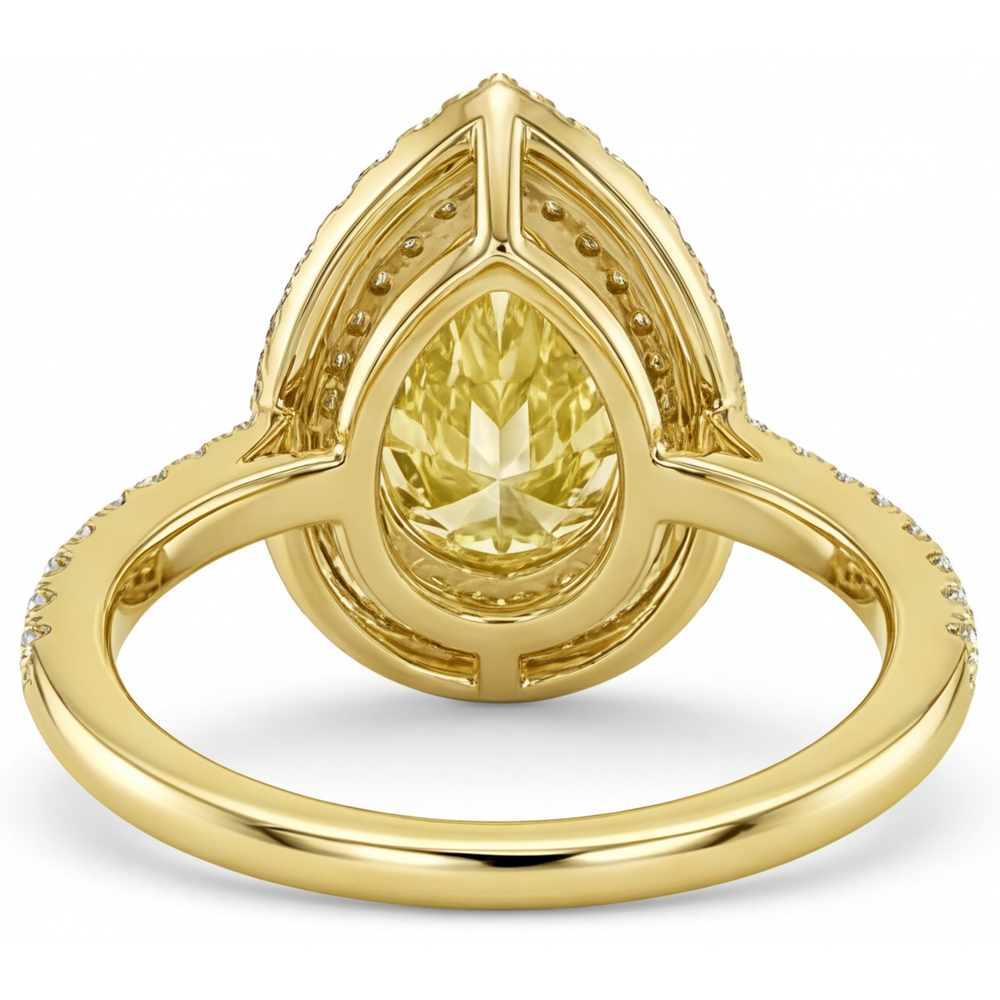 Goccia Diamante Giallo Fancy anello in Oro Giallo 14K – vista dettaglio