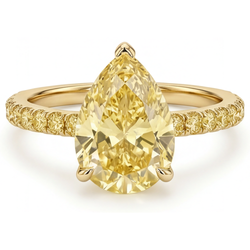 Goccia Diamante Giallo Fancy Anello Gioielleria in Oro Giallo
