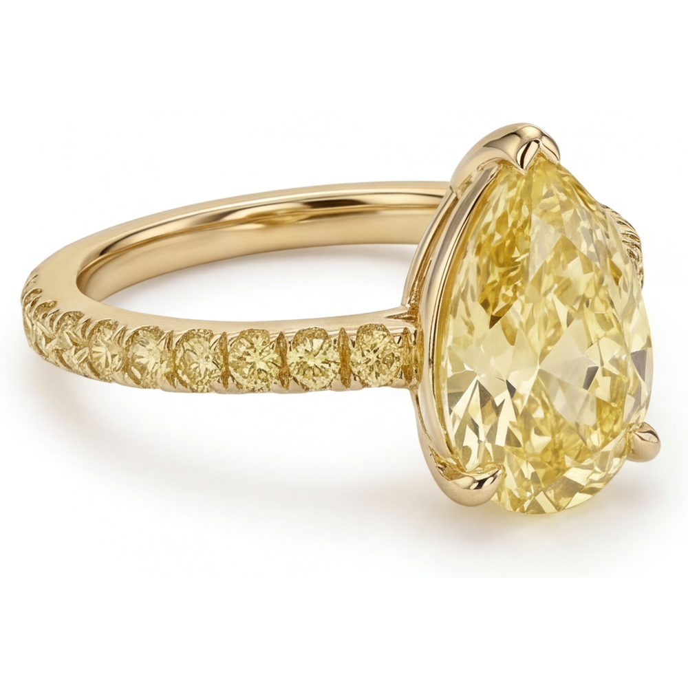 Senza tempo Diamante Giallo Fancy Anello Gioielleria 3 carati – vista angolare