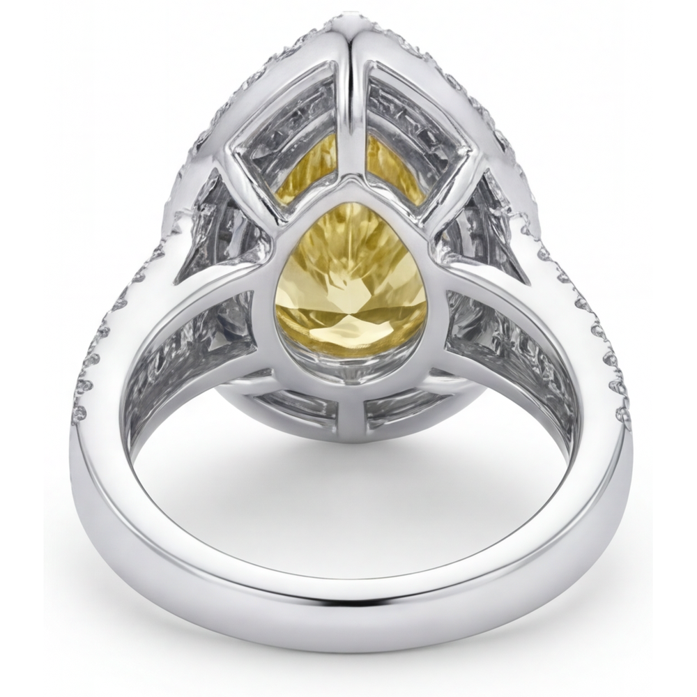 Diamante Giallo Fancy Anello Halo 3,50 carati Oro 14 Carati Bicolore – vista posteriore