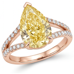 Oro Rosa 14K VVS Diamante Giallo Fancy Anello Solitario con