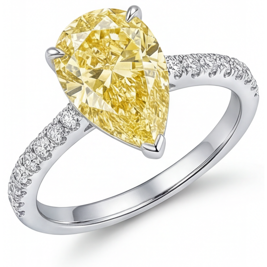 Diamante Giallo Fancy Anello Statement 1,75-carati Oro 14 Carati Bicolore – vista principale