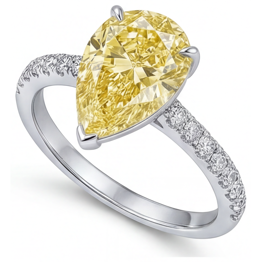 Diamante Giallo Fancy Anello Statement – vista laterale