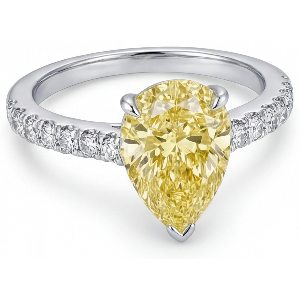 Diamante Giallo Fancy Anello Statement 1,75-carati Oro 14 Carati Bicolore – vista angolare