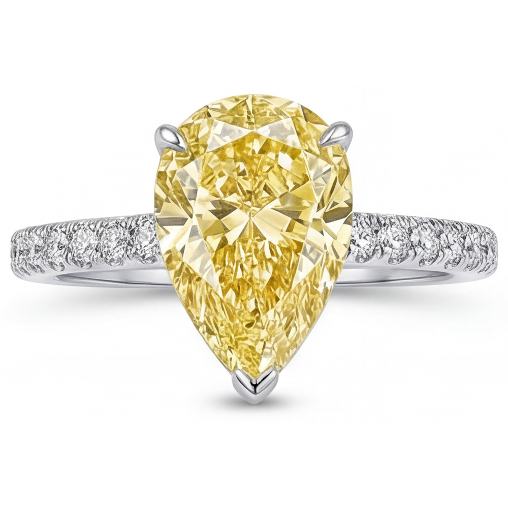 Diamante Giallo Fancy Anello Statement – vista profilo