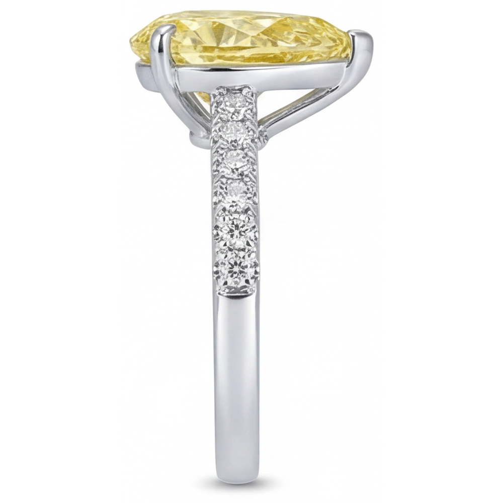 Diamante Giallo Fancy Anello Statement 1,75 carati Oro 14 Carati Bicolore – vista dall'alto