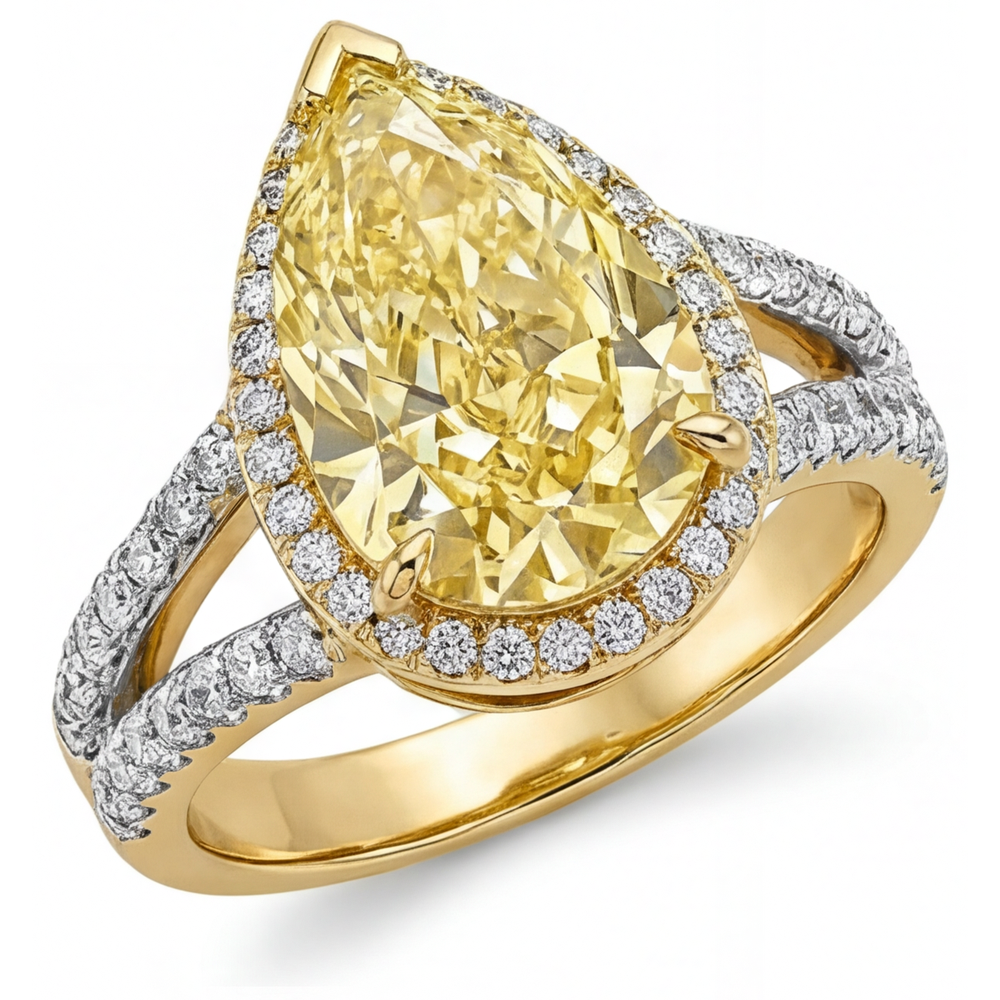 Anello Statement Oro Bicolore 14K con Diamante Giallo Fancy – vista principale